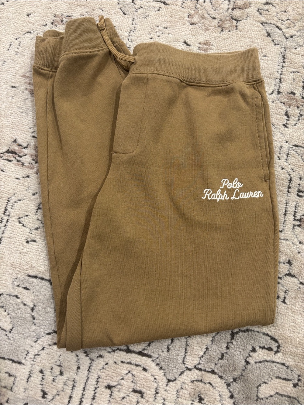 Polo by Ralph Lauren Kids Camel Brown Sweatpants with Logo NWOT 14-16